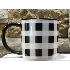 Over sized Mug Plaid Black And White Coffee Mug ,Hot Chocolate ,Tea Cup
